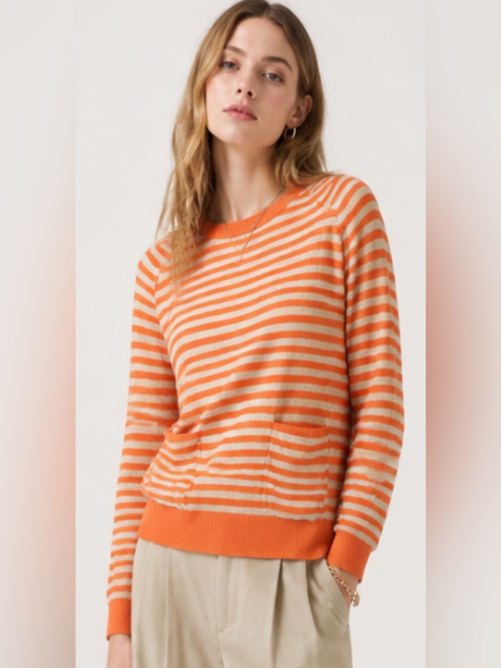 CHARLIE AND ROBIN Anthropologie Rearward Striped Pullover Sweater Boho Open Back